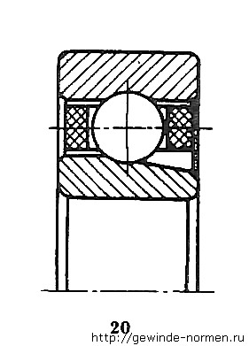 Эскиз шарикового радиального однорядного подшипника